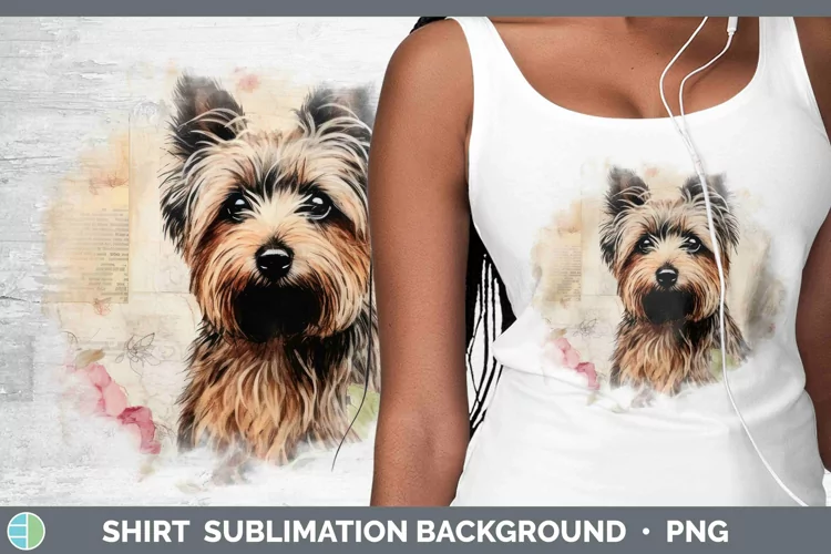 Vintage Decoupage Yorkshire Terrier Shirt Sublimation Sublim