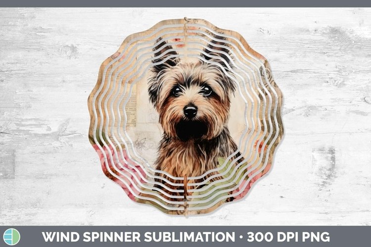 Vintage Decoupage Yorkshire Terrier Wind Spinner Sublimation