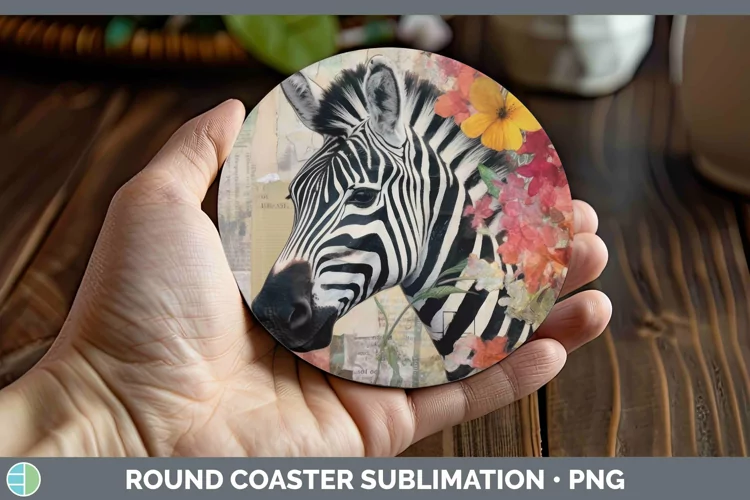 Vintage Decoupage Zebra Round Coaster Sublimation Coaster De