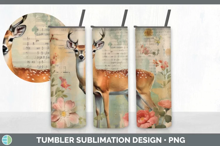 Vintage Deer Tumbler | Sublimation 20 oz Skinny Tumbler Desi