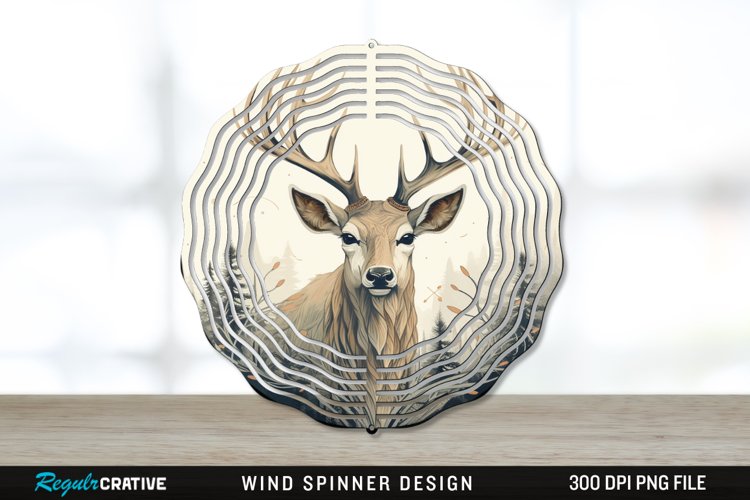 Vintage Deer Wind Spinner Sublimation PNG Design