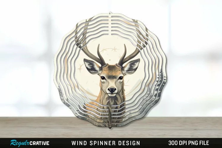 Vintage Deer Wind Spinner Sublimation PNG Design