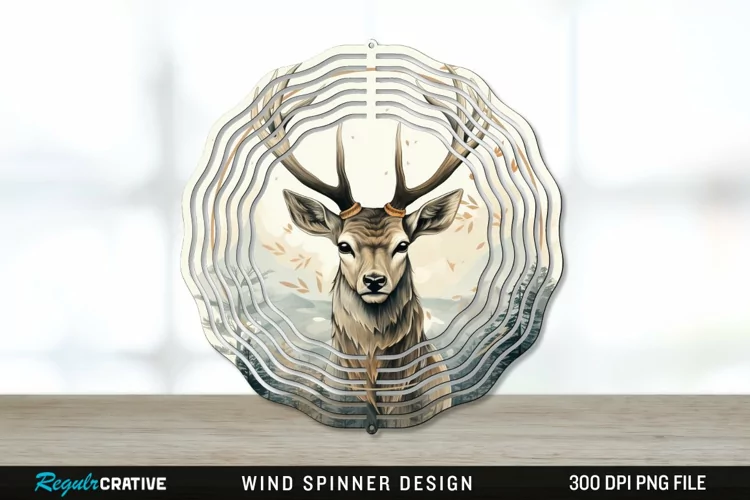 Vintage Deer Wind Spinner Sublimation PNG Design