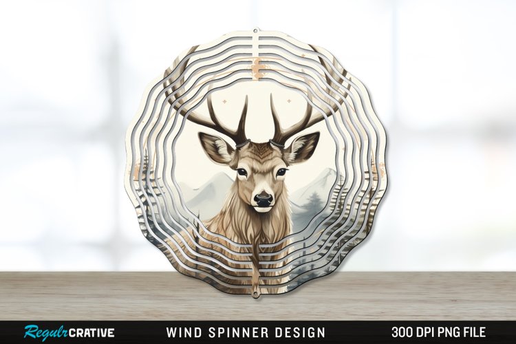 Vintage Deer Wind Spinner Sublimation PNG Design
