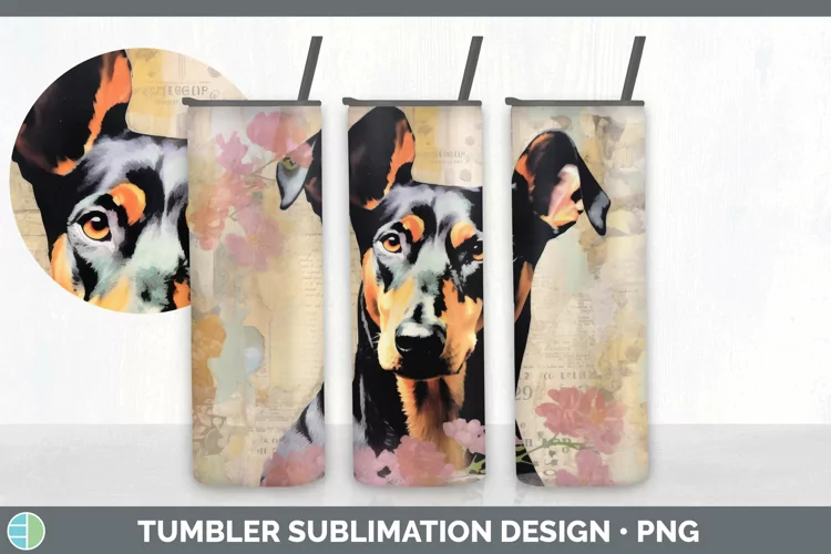 Vintage Doberman Pinscher Dog Tumbler | Sublimation 20 oz Sk