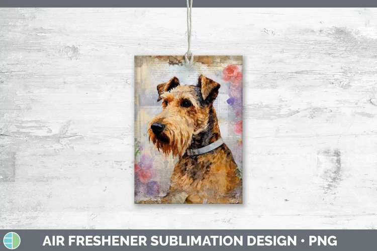 Vintage Dogs Airedale Terrier Dog Air Freshener Sublimation