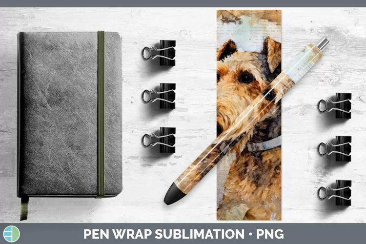 Vintage Dogs Airedale Terrier Dog Pen Wrap Sublimation Pen D