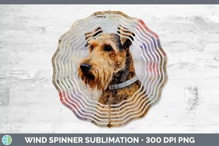 Vintage Dogs Airedale Terrier Dog Wind Spinner Sublimation S