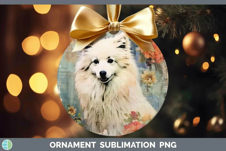 Vintage Dogs American Eskie Dog Ornament Sublimation Bauble