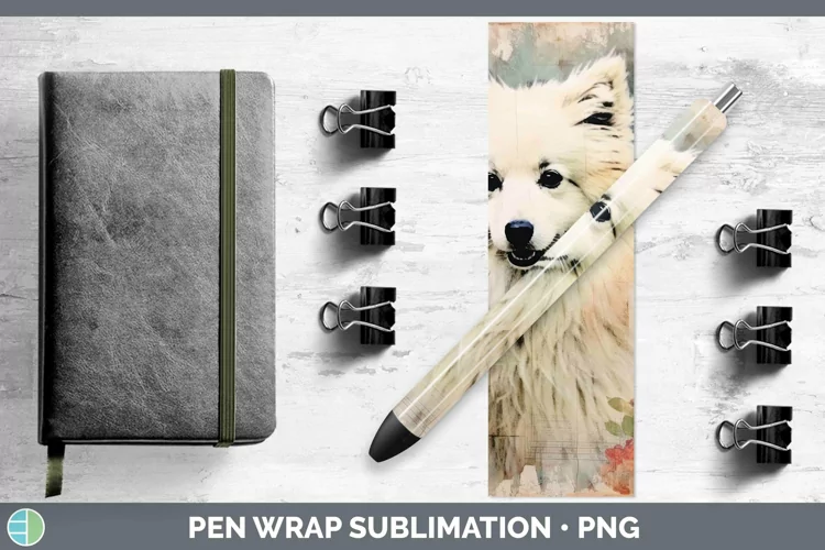 Vintage Dogs American Eskie Dog Pen Wrap Sublimation Pen Des