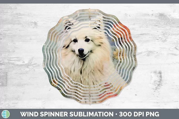 Vintage Dogs American Eskie Dog Wind Spinner Sublimation Spi