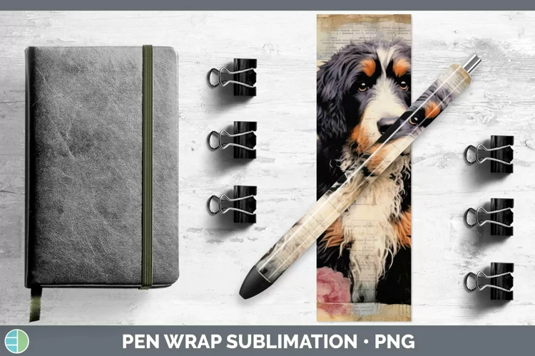 Vintage Dogs Bernedoodle Dog Pen Wrap Sublimation Pen Design
