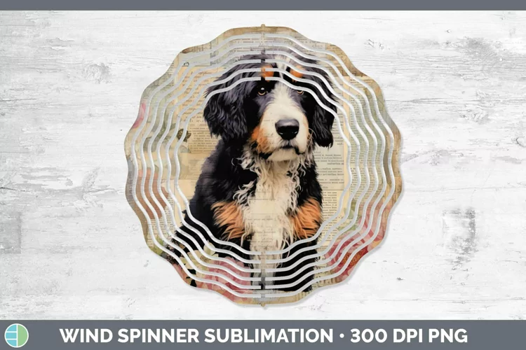 Vintage Dogs Bernedoodle Dog Wind Spinner Sublimation Spinne