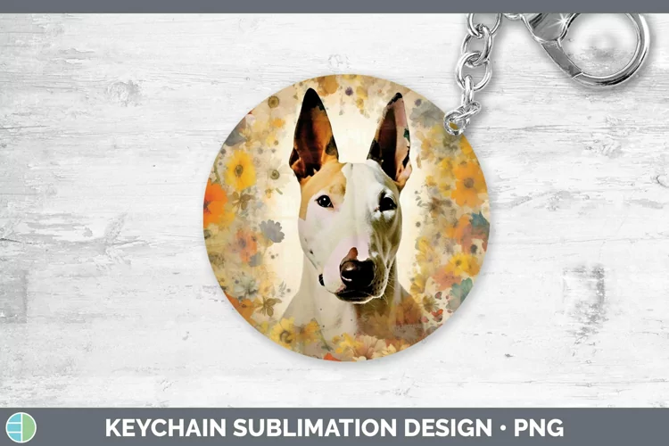 Vintage Dogs Bull Terrier Dog Keychain Sublimation Keyring D