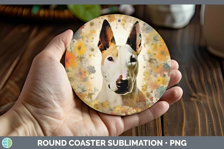 Vintage Dogs Bull Terrier Dog Round Coaster Sublimation Coas