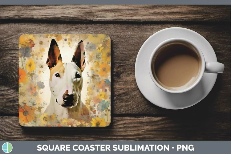 Vintage Dogs Bull Terrier Dog Square Coaster Sublimation Coa