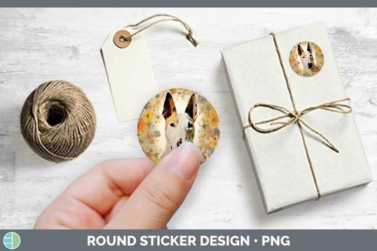 Vintage Dogs Bull Terrier Dog Stickers | Round Labels Design