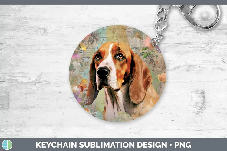 Vintage Dogs English Coonhound Dog Keychain Sublimation Keyr