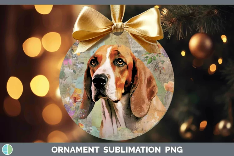 Vintage Dogs English Coonhound Dog Ornament Sublimation Baub