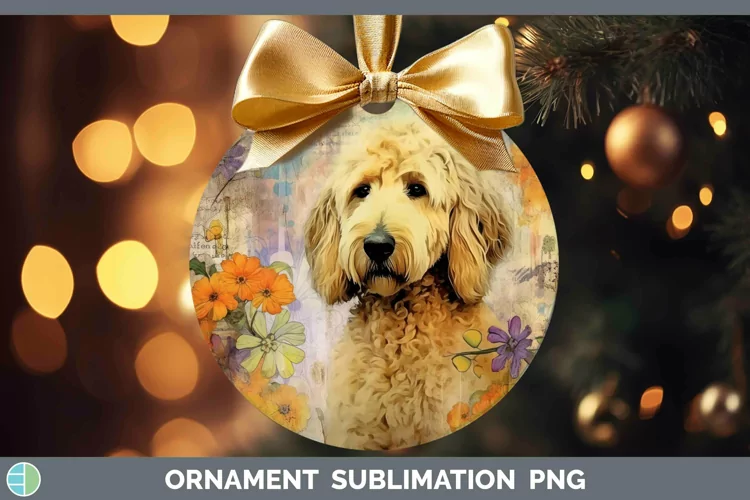 Vintage Dogs Goldendoodle Dog Ornament Sublimation Bauble De