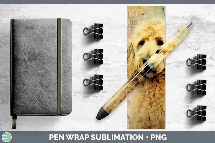 Vintage Dogs Goldendoodle Dog Pen Wrap Sublimation Pen Desig