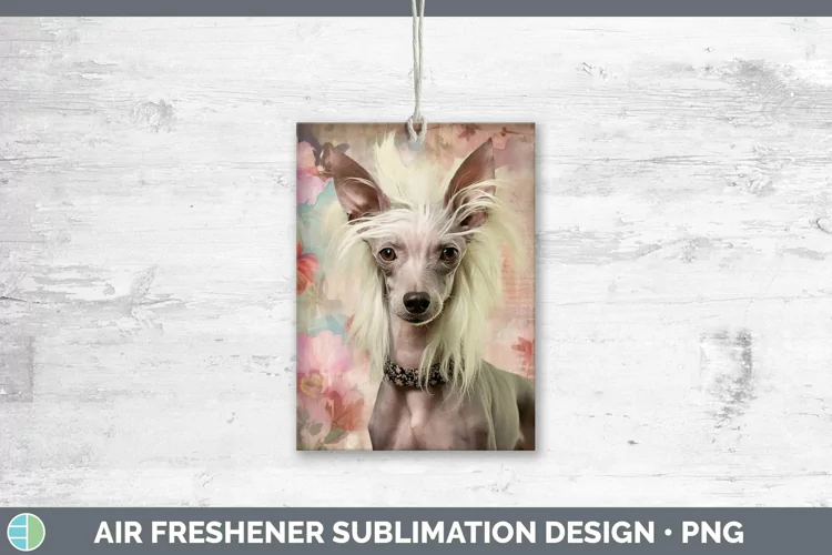 Vintage Dogs Hairless Chinese Crested Dog Air Freshener Subl