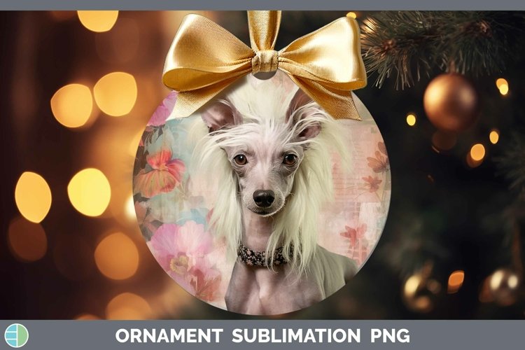 Vintage Dogs Hairless Chinese Crested Dog Ornament Sublimati