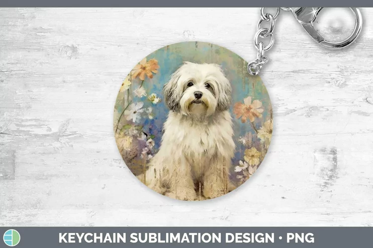 Vintage Dogs Havanese Dog Keychain Sublimation Keyring Desig