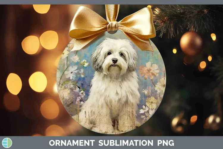 Vintage Dogs Havanese Dog Ornament Sublimation Bauble Design