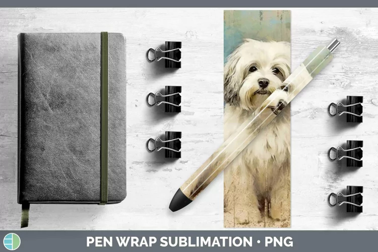 Vintage Dogs Havanese Dog Pen Wrap Sublimation Pen Designs