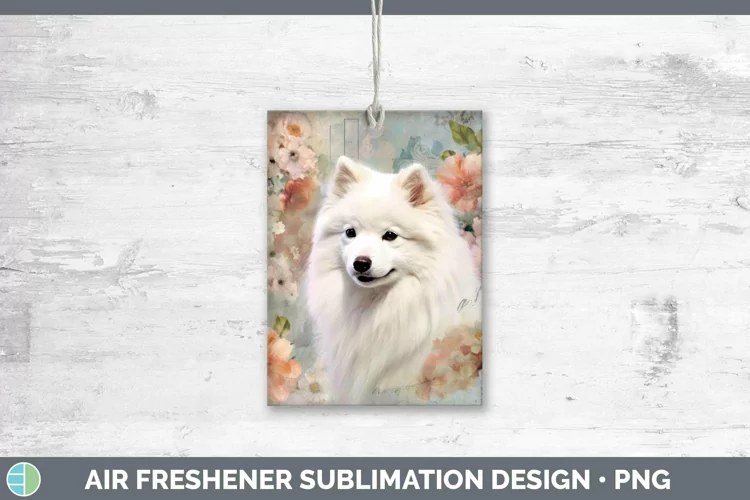 Vintage Dogs Japanese Spitz Dog Air Freshener Sublimation Ca