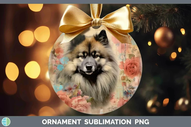 Vintage Dogs Keeshond Dog Ornament Sublimation Bauble Design