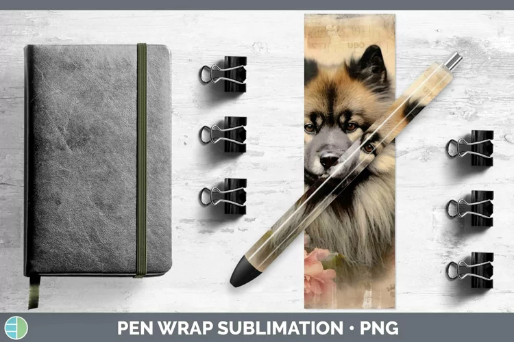 Vintage Dogs Keeshond Dog Pen Wrap Sublimation Pen Designs
