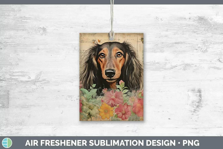 Vintage Dogs Long-haired Dachshund Air Freshener Sublimation