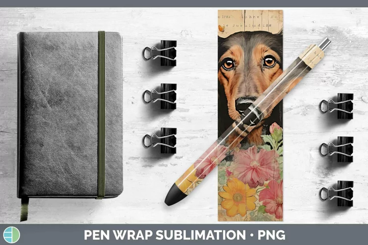Vintage Dogs Long-haired Dachshund Pen Wrap Sublimation Pen