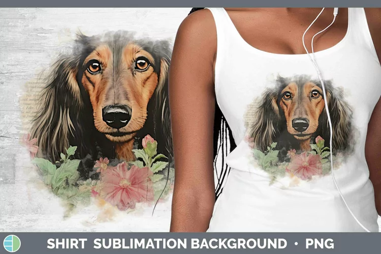 Vintage Dogs Long-haired Dachshund Shirt Sublimation Sublima