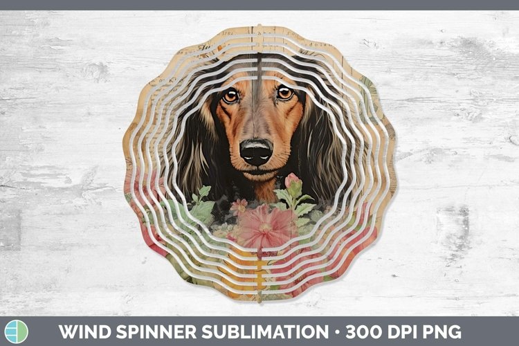 Vintage Dogs Long-haired Dachshund Wind Spinner Sublimation