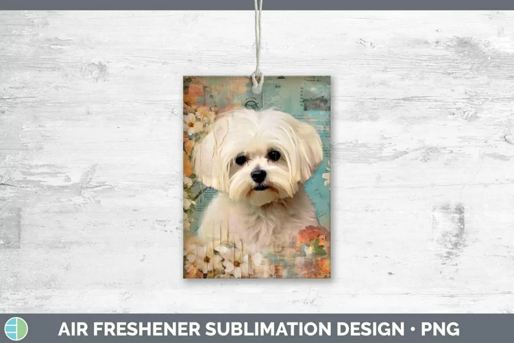 Vintage Dogs Maltese Air Freshener Sublimation Car Freshener