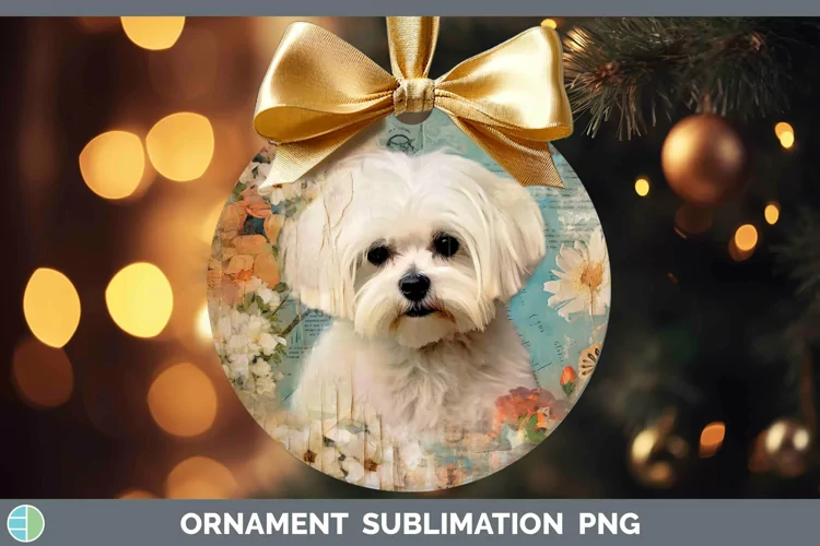 Vintage Dogs Maltese Ornament Sublimation Bauble Designs