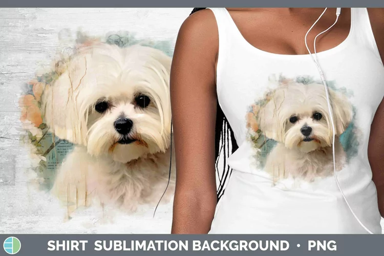 Vintage Dogs Maltese Shirt Sublimation Sublimation Backgroun