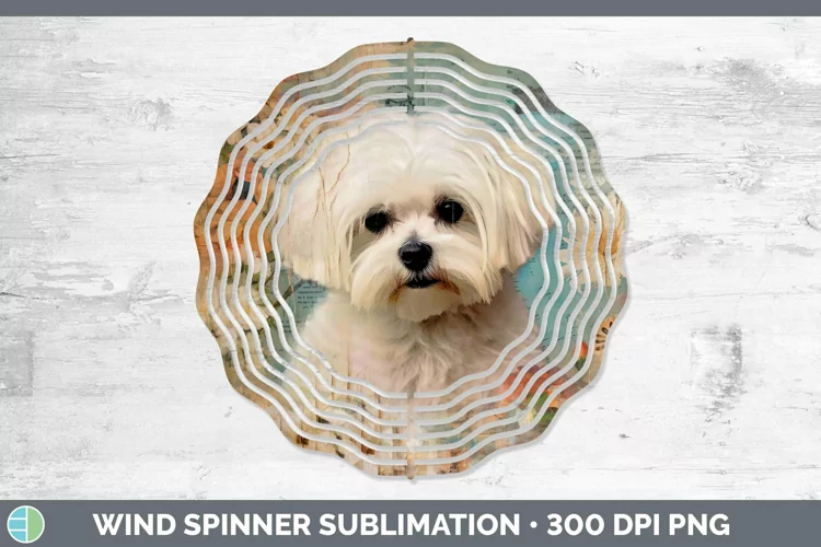 Vintage Dogs Maltese Wind Spinner Sublimation Spinner Design