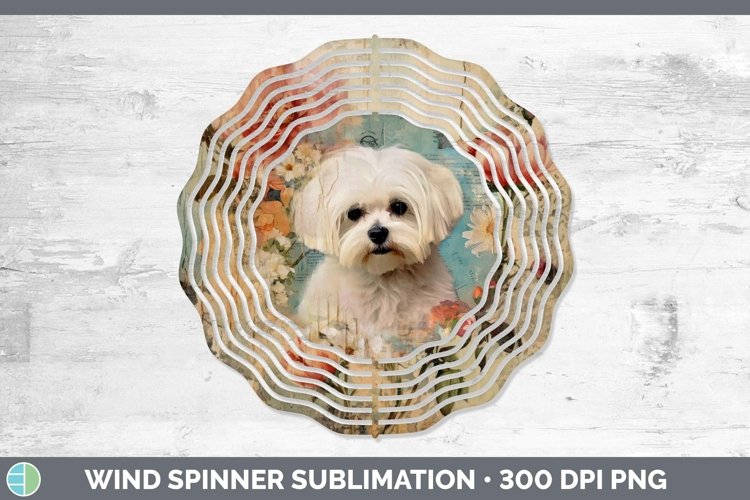 Vintage Dogs Maltese Wind Spinner Sublimation Spinner Design