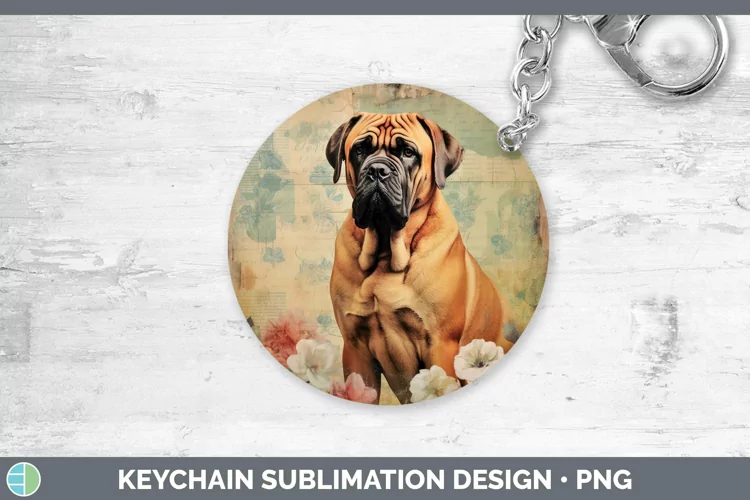 Vintage Dogs Mastiff Keychain Sublimation Keyring Designs