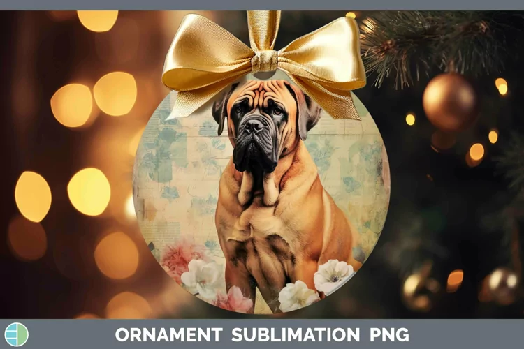 Vintage Dogs Mastiff Ornament Sublimation Bauble Designs