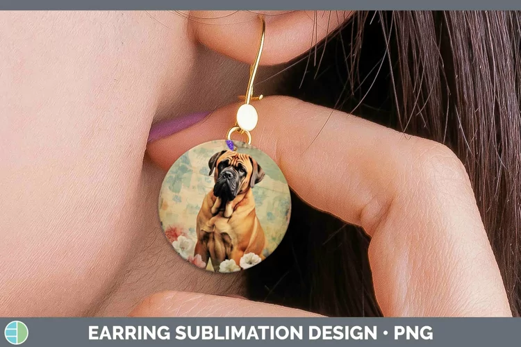 Vintage Dogs Mastiff Round Earrings Sublimation Earrings Des