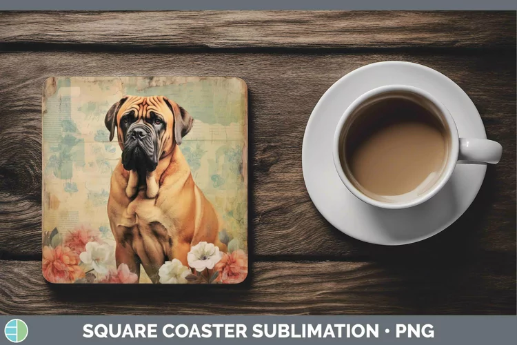 Vintage Dogs Mastiff Square Coaster Sublimation Coaster Desi