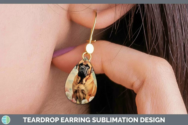 Vintage Dogs Mastiff Teardrop Earrings Sublimation Earrings