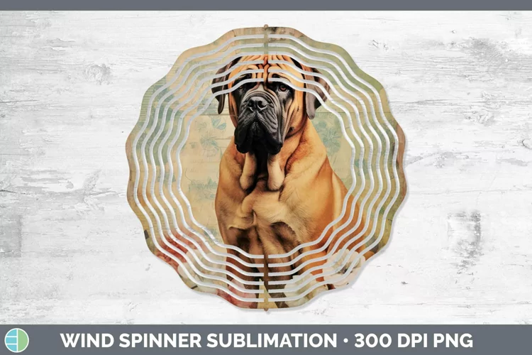 Vintage Dogs Mastiff Wind Spinner Sublimation Spinner Design