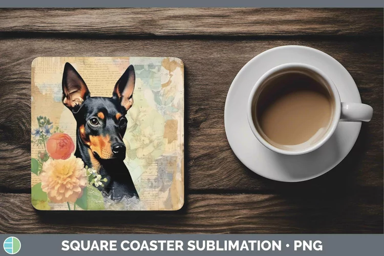 Vintage Dogs Miniature Pinscher Square Coaster Sublimation C