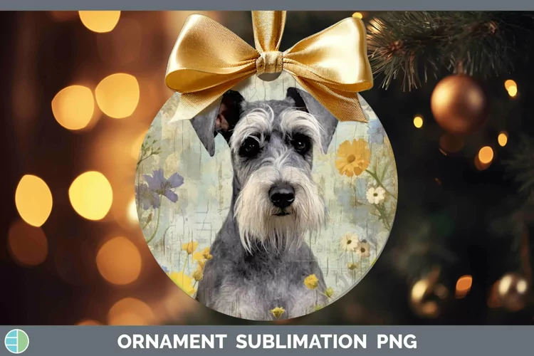 Vintage Dogs Miniature Schnauzer Dog Ornament Sublimation Ba